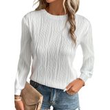 Camiseta Feminina Evaless De Manga Comprida, Gola Redonda, Modelagem Solta - Branca
