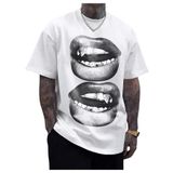 Camiseta Masculina Gorglitter Com Padrão Labial Estampada Branca Xxl