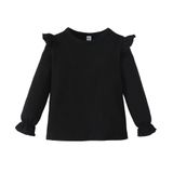 Blusa Lysmuch Toddler Baby Girls De Manga Comprida Com Babados Preta