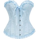 Espartilho Feminino Adelce Com Cadarço E Osso, Floral E Busto, Azul Cristal