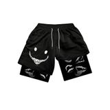 Calções De Ginástica Gorglitter 2 Em 1 Com Estampa De Anime Quick Dry Para Homens
