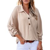 Blusas De Túnica, Elegantes, Femininas, Casuais, Com Botões, Manga Comprida