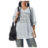 Camisa De Jérsei Soly Hux Para Mulheres De Tamanho Grande Com Decote Em V Cinza Xl
