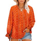 Blusa Feminina Eytino Plus Size Floral De Chiffon Com Decote Em V Vermelha 4x