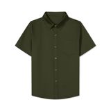 Camisa Masculina Sangtree De Manga Curta Com Botões Em Algodão Verde