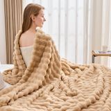 Cobertor Newcosplay Faux Fur Brown Bubble 550gsm 130x150cm