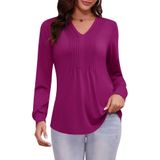Blusa Feminina Luyaa, Plissada, Casual, De Trabalho, Fúcsia, Gg