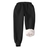 Calça De Moletom Flygo Para Meninas E Meninos, Forrada De Sherpa, Preta De Inverno