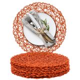 Placemats Ahhfsmei Paper Trançado Redondo, Conjunto De 12 Laranjas Queimadas
