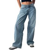 Jeans Giraropa, Cintura Baixa, Folgados, Retos, Pernas Largas, Jeans Femininos