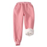 Calça De Moletom Flygo Para Meninas E Meninos, Lã, Corredores, Forrada Em Sherpa, Rosa