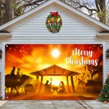 Decoração De Banner De Porta De Garagem Presépio De Natal 240x210cm