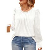 Blusa Feminina Eytino Plus Size De Manga Comprida, Gola Redonda, 5x Branca