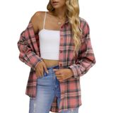 Camisa De Flanela Kevamolly Xadrez De Manga Comprida, Solta, Modelagem Feminina