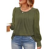 Blusa Feminina Eytino Plus Size Plissada Com Gola Redonda, 1 X