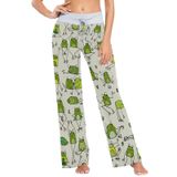 Calça De Pijama Ncrjczql Frog Feminina Com Cordão, Palazzo, Perna Larga