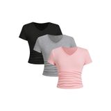 Camisetas Femininas Soly Hux Com Decote Em V De Verão E Manga Curta 12y