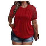 Camiseta Feminina Soly Hux Plus Size De Renda Contrastante Vermelha 1gg