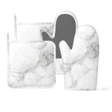 Conjunto De Luvas De Forno, Porta-panelas, Supluchom, Branco, Mármore, Cinza