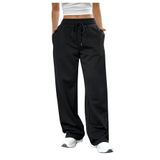 Calça De Moletom Soly Hux Feminina Reta E Larga Preta 11y