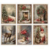 Decoração De Arte De Parede De Natal Thcbme 6 Peças 28x36cm Sem Moldura