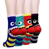 Meias Femininas De Algodão Wish Island, 4 Pares (monster Teeth)