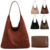 Bolsa Maily Sacola De Camurça Marrom Para Mulheres 36x31x13 Cm