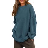 Blusas De Manga Comprida Prettygarden 2024, Moletom De Outono Feminino Azul