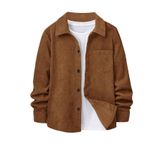 Camisa Masculina Casual De Manga Comprida Verdusa, Jaqueta De Veludo, Marrom 9y