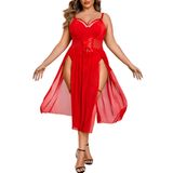 Lingerie Avidlove Babydoll Pijama De Malha De Renda Vermelha