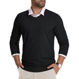 Suéter Masculino Crysully Com Decote Em V, Pulôver Tricotado Preto S
