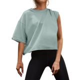 Camiseta Feminina Grande De Manga Curta Crop Top Micticsi 2024