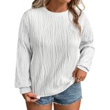 Camiseta Feminina Eytino Plus Size Texturizada De Manga Comprida Branca