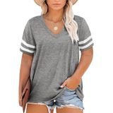 Blusa Túnica Feminina Happy Sailed Plus Size Listrada Cinza 2x
