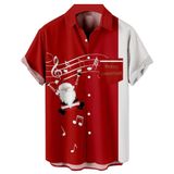 Camisa Masculina Ybhuo Christmas Music Santa, Manga Curta, Casual