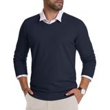 Suéter Masculino Com Decote Em V Crysully, Pulôver De Malha Azul Marinho M
