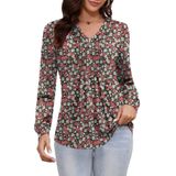 Blusa Túnica Feminina Luyaa Com Decote Em V Plissado, Manga Comprida, Xxl, Preta