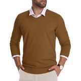 Suéter Masculino Com Decote Em V, Pulôver De Malha Crysully, Amarelo Gengibre