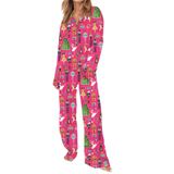 Conjunto De Pijamas De Natal Juakoso Feminino, Seda, Cetim, Estampa Y2k
