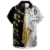 Camisa Masculina Ybhuo Classic Music Jazz Com Estampa De Saxofone