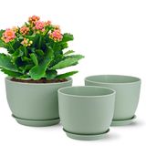 Conjunto De 3 Vasos De Flores Para Plantas Gardrium Plastic 30/25/23 Cm Verdes