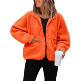 Casaco Feminino Reachme Sherpa Fuzzy Fleece, Laranja De Inverno, Tamanho L