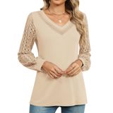 Blusa Feminina Tcot Com Decote Em V, Manga Comprida, Damasco, Xxl