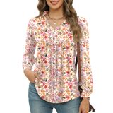 Blusa Feminina Micoson Com Estampa Floral Com Babados, Decote Em V, Branca, Vermelha, L
