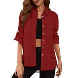Blusa Feminina Deer Lady Com Botões, Vermelha Escura, Tamanho S