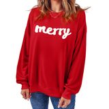 Moletom Ecosunny Christmas Merry Letter Feminino Vermelho