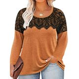 Camiseta Tiyomi Plus Size De Renda Preta De Manga Comprida Xl-5xl