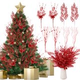 Palhetas E Sprays De Natal Thiccywoov, Pacote Com 40 Cm, Vermelhos