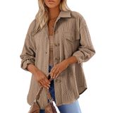 Jaqueta Feminina Shacket Dokotoo, Tricotada Com Botões, Bege