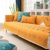 Capa De Sofá Rosygulls Boho Chenille Para Sofá De 3 Lugares Laranja